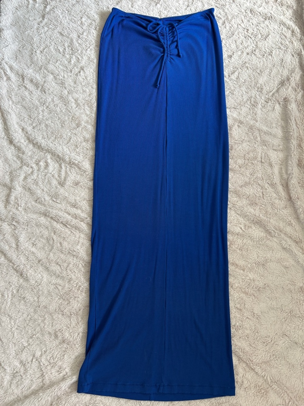 SKIMS Royal Blue Maxi Skirt with Front Drawstring